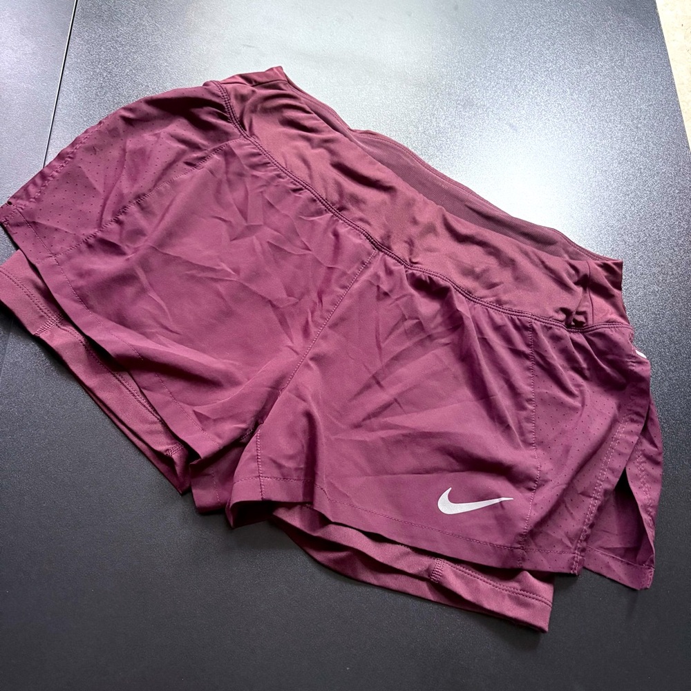 Nike Women's Athletic Shorts - Maroon and White